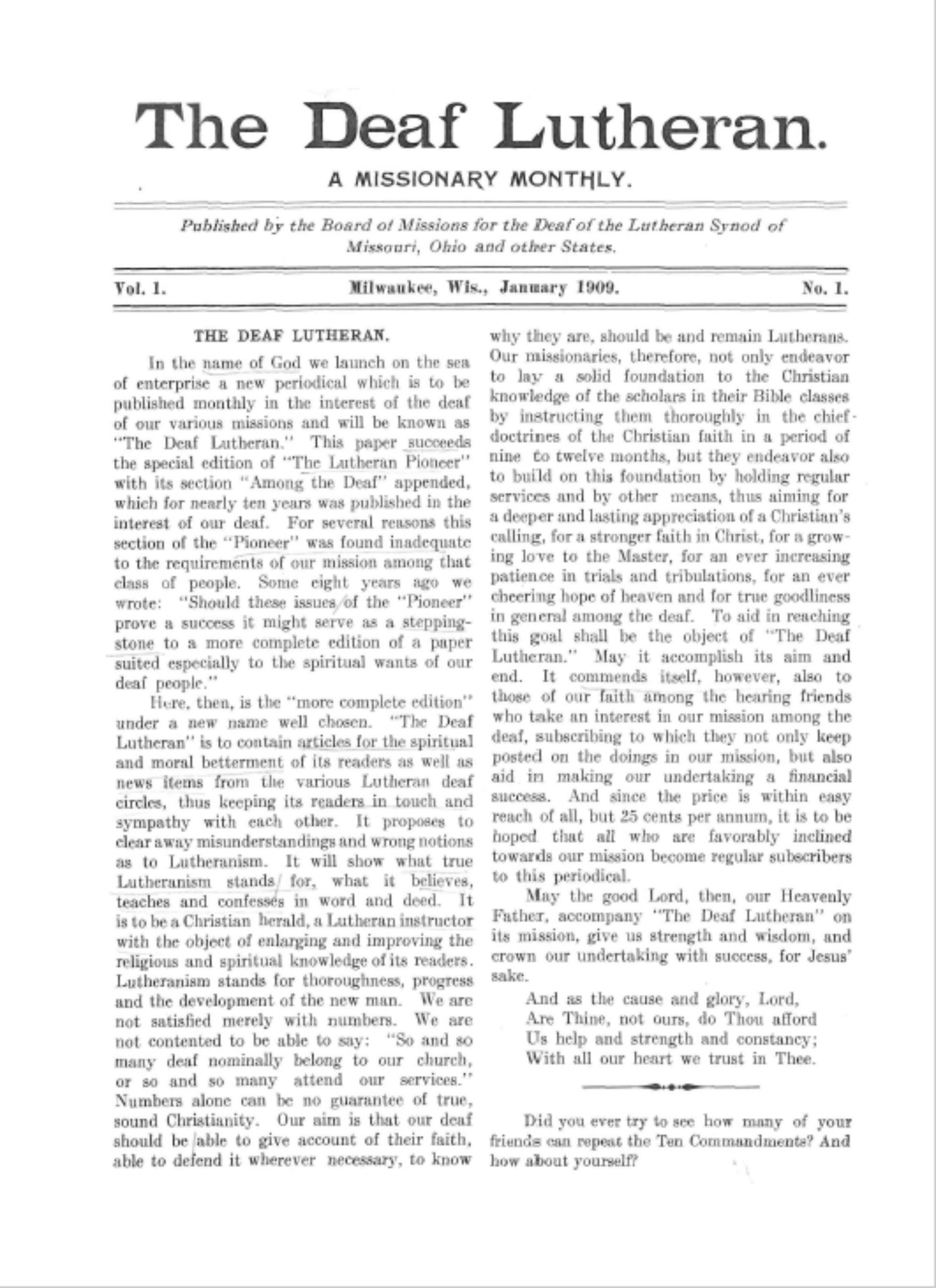 Deaf Lutheran first issue